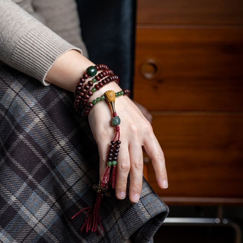 Bracelet Mala Bodhi Seed 108 perles avec protection en jade cyan Hetian