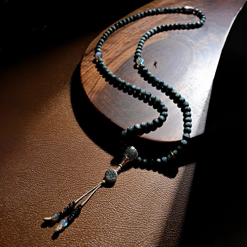 Bracelet Mala 108 perles en pierre œil d'aigle pour une énergie positive