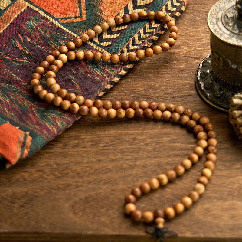 Bracelet de protection en bois de pêcher 108 perles, effet foudre