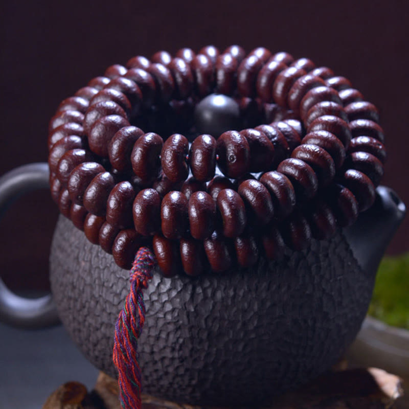 Bracelet Mala 108 perles en graines de Bodhi violettes pour méditation