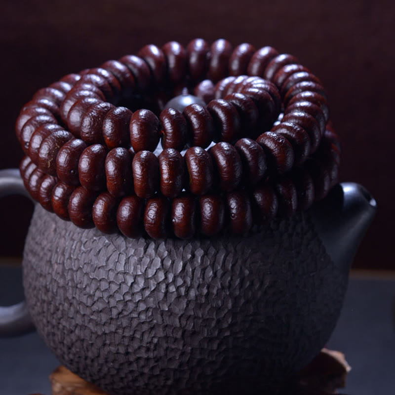 Bracelet Mala 108 perles en graines de Bodhi violettes pour méditation