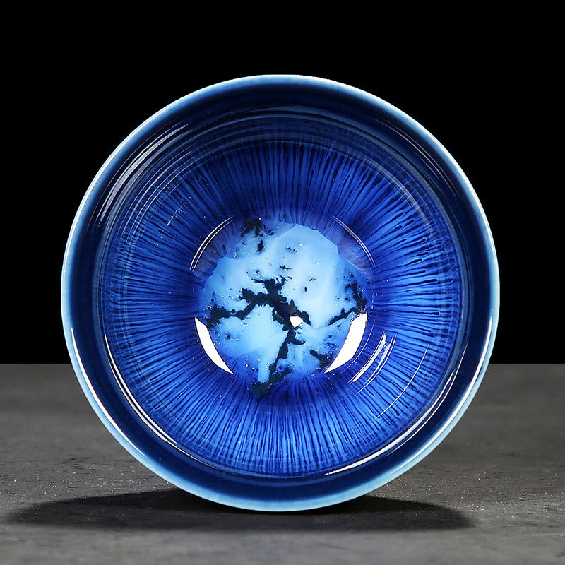 Tasse à thé en céramique bleue Jianzhan 160 ml Décor zen