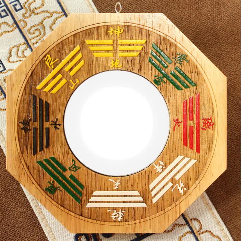 Miroir Feng Shui Bagua en bois de pêcher de 10 cm pour l'équilibre
