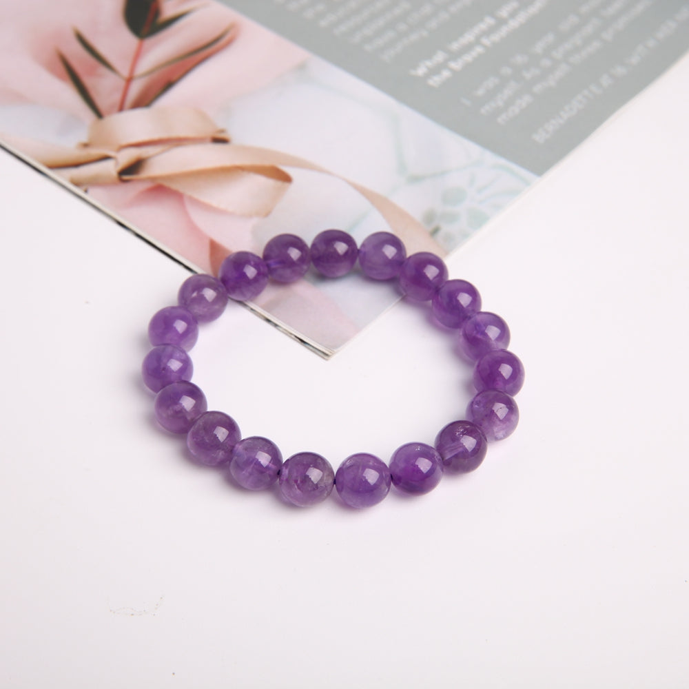 Bracelet de guérison en cristal d'améthyste de 10 mm