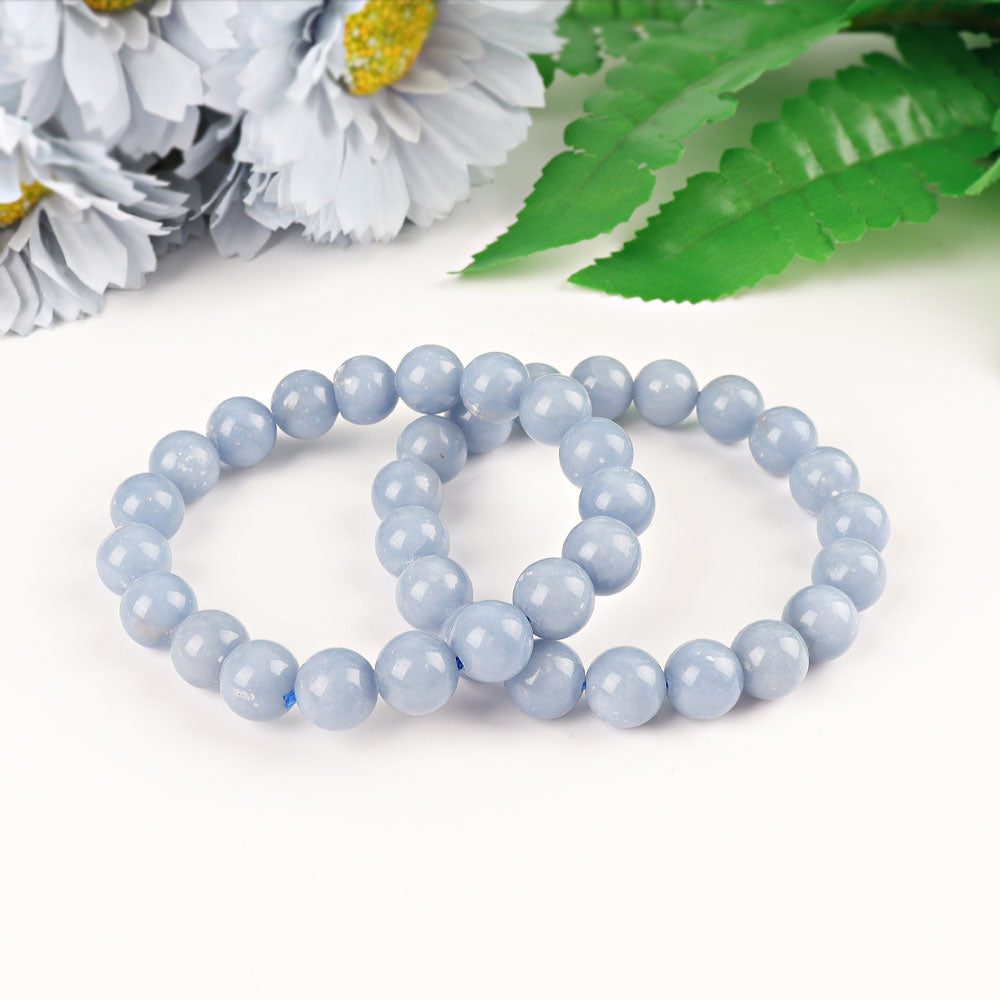 Bracelet spirituel en angélite de 10 mm pour la guérison