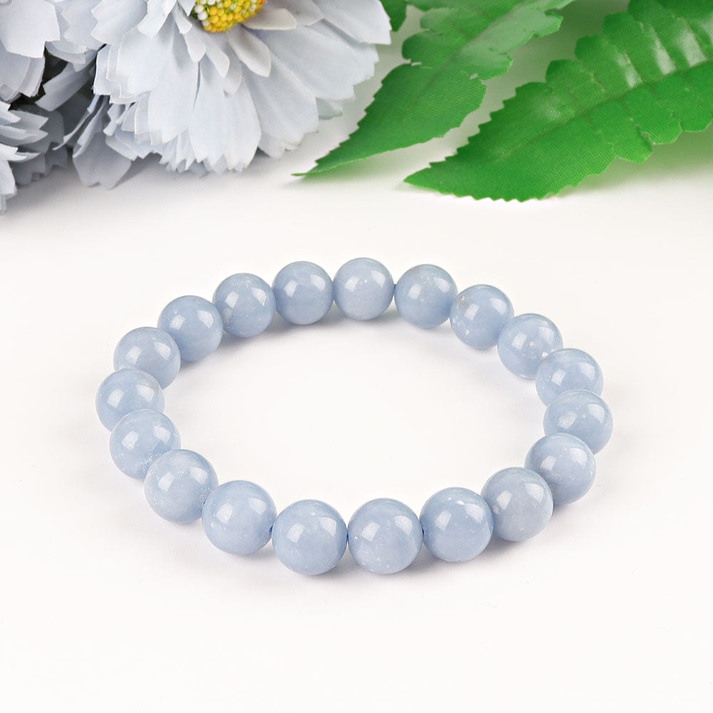 Bracelet spirituel en angélite de 10 mm pour la guérison