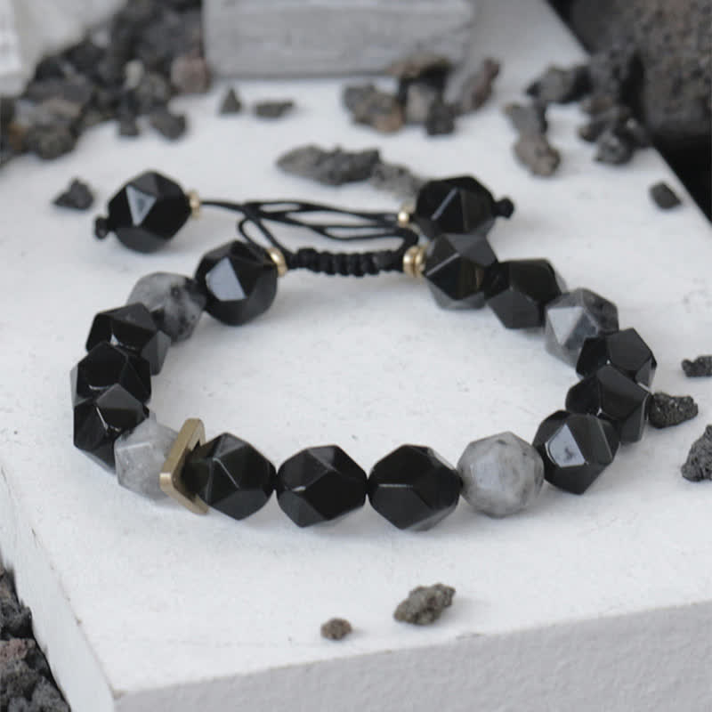 Bracelet de purification en obsidienne noire de 10 mm pour la positivité