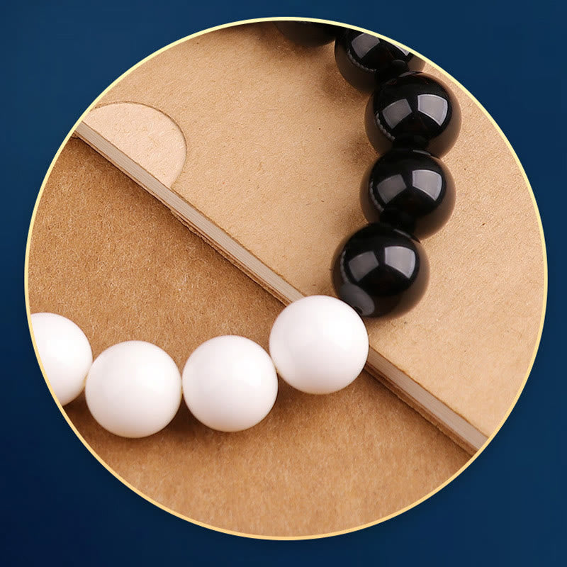 Bracelet de force Yin Yang en obsidienne noire de 10 mm