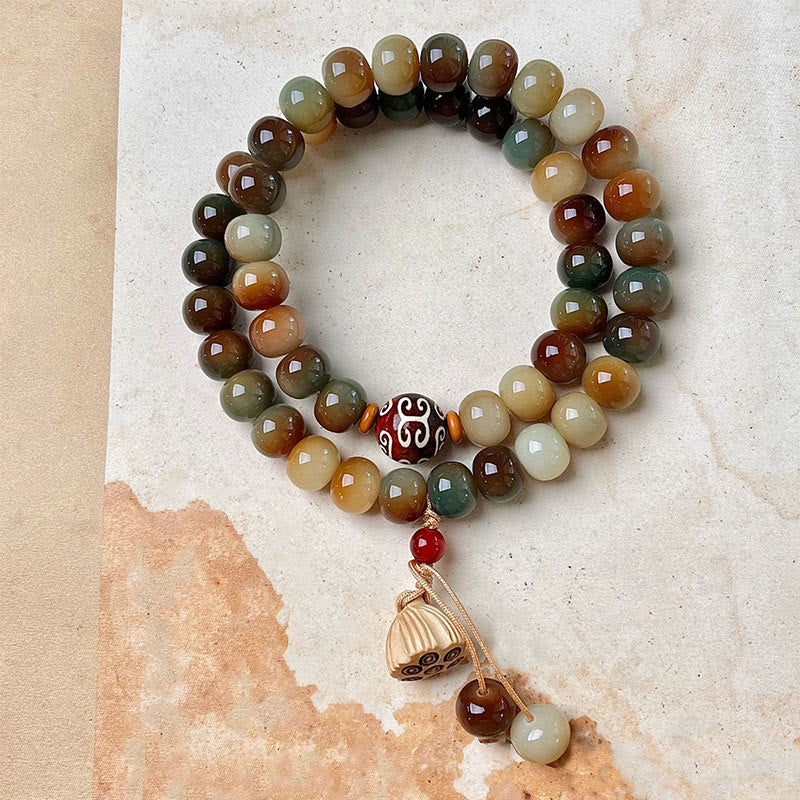 Bracelet de paix double tour en graines de lotus Bodhi de 10 mm