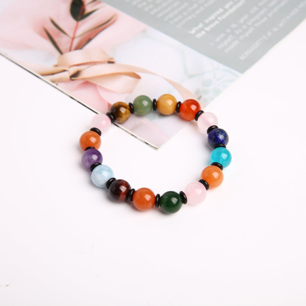 10mm Chakra Crystal Healing Bracelet for Energy Balance