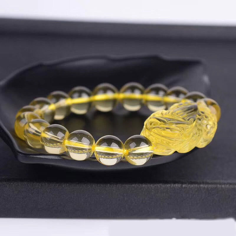 Bracelet Pi Xiu en citrine de 10 mm pour la prospérité et la protection