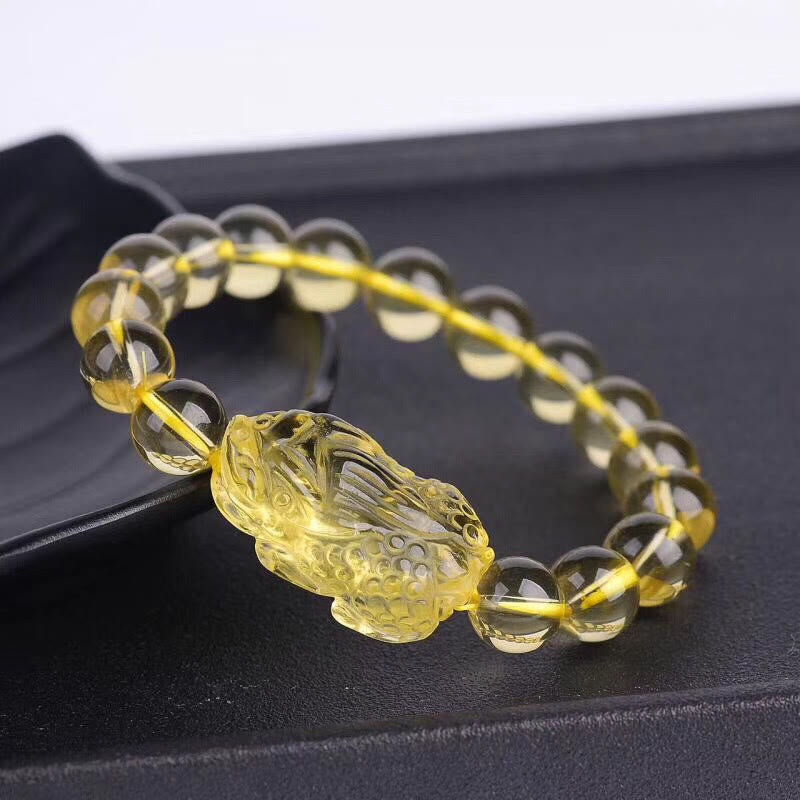Bracelet Pi Xiu en citrine de 10 mm pour la prospérité et la protection