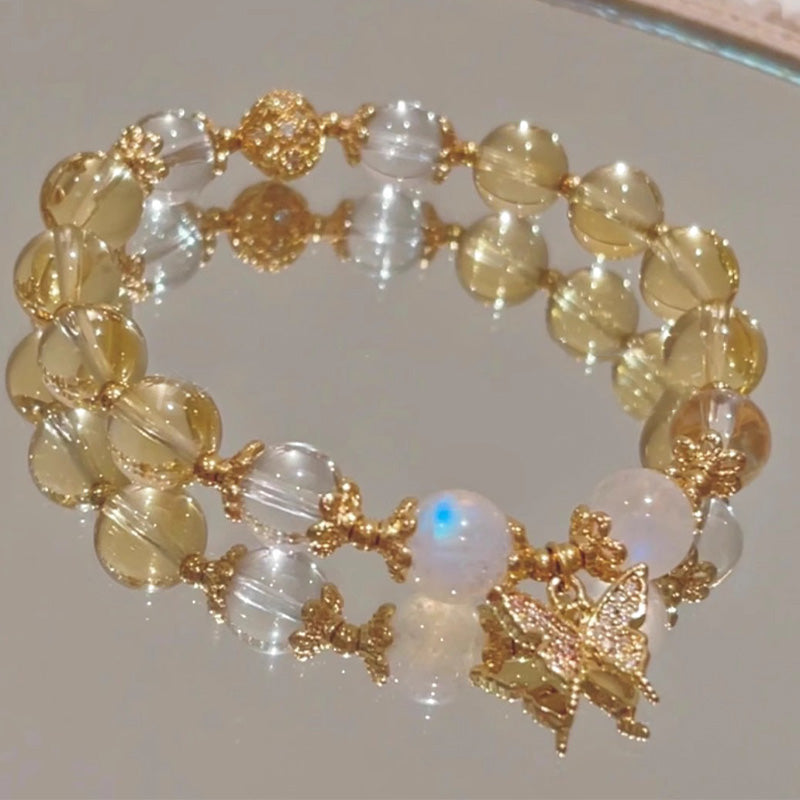 Bracelet à breloques de prospérité et de protection en citrine de 10 mm