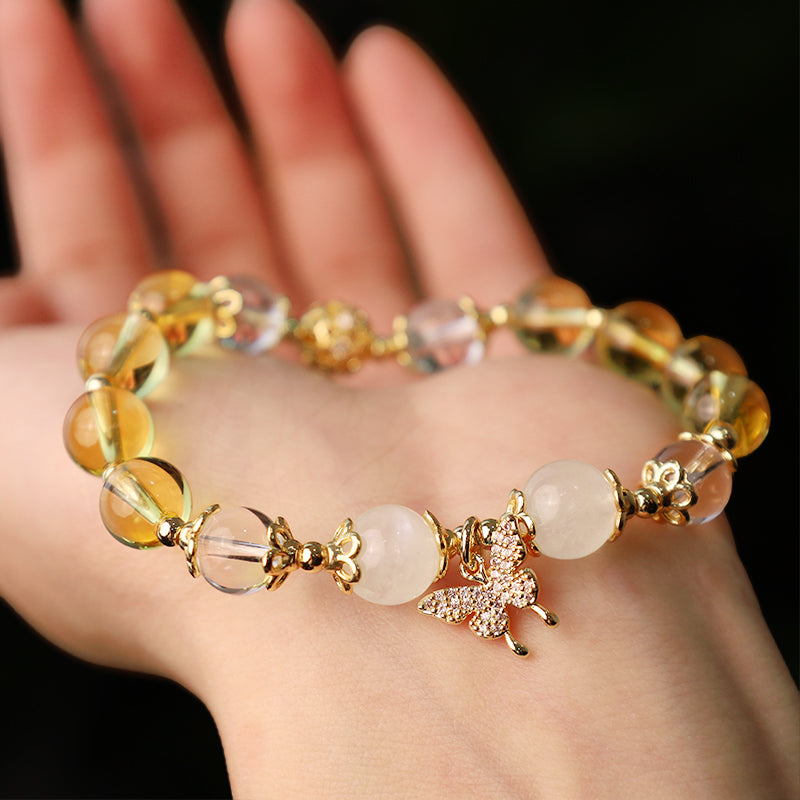 Bracelet à breloques de prospérité et de protection en citrine de 10 mm