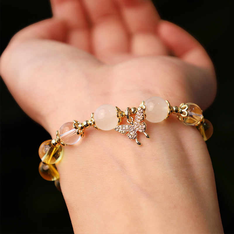 Bracelet à breloques de prospérité et de protection en citrine de 10 mm