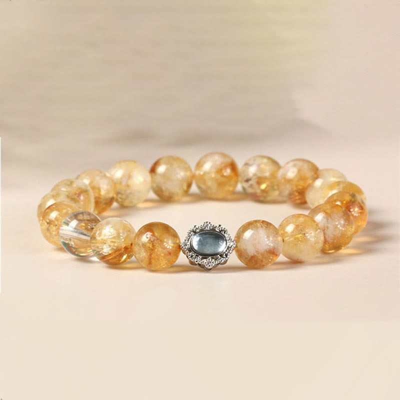 Bracelet de prospérité en quartz rutile citrine 10 mm
