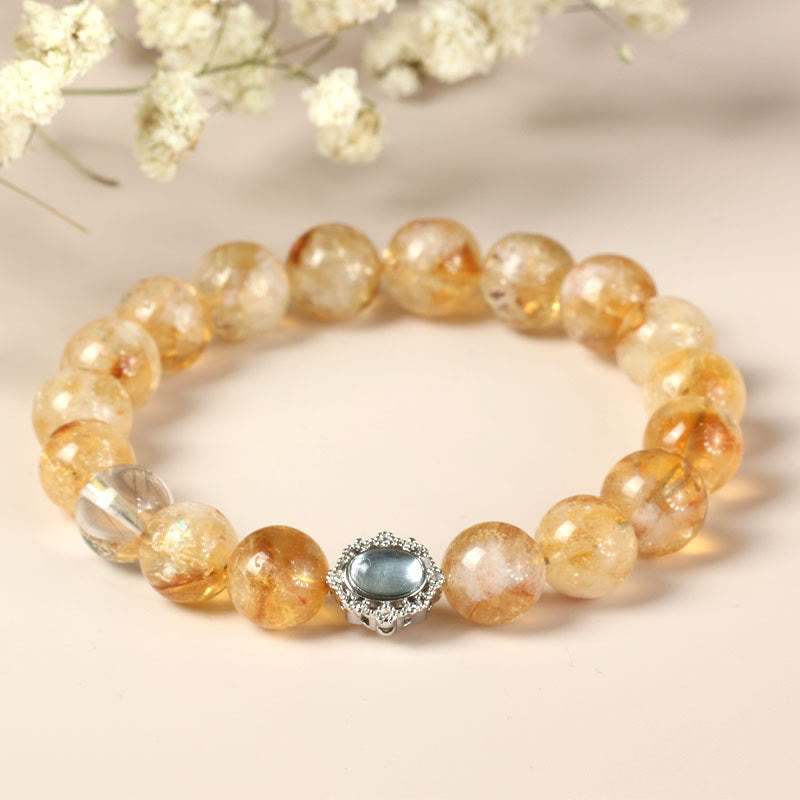 Bracelet de prospérité en quartz rutile citrine 10 mm