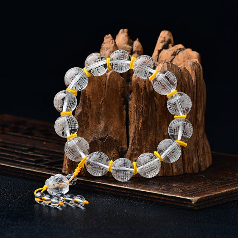 Bracelet en quartz transparent de 10 mm pour la méditation et la guérison