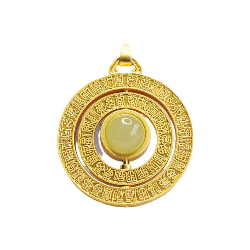 Collier pendentif rotatif en jade Hetian de 10 mm, « Cent bénédictions »