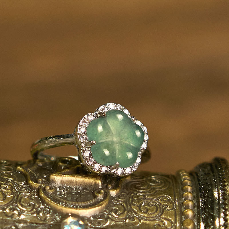 Bague en alliage de fleur de jade de 10 mm pour la prospérité et l'équilibre