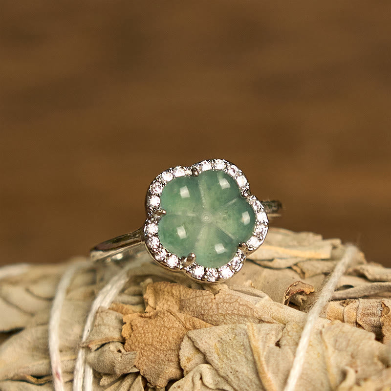Bague en alliage de fleur de jade de 10 mm pour la prospérité et l'équilibre