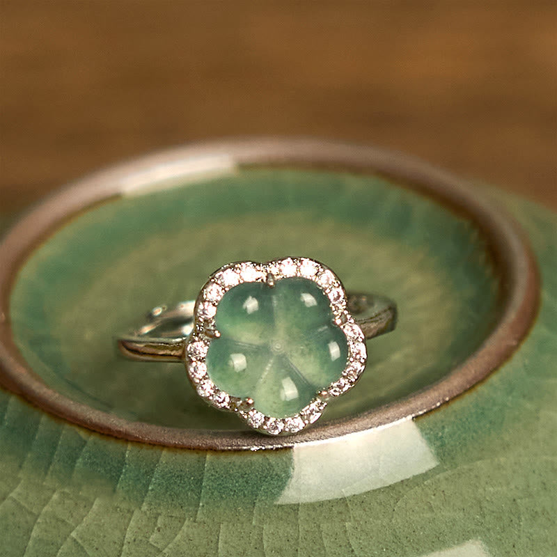 Bague en alliage de fleur de jade de 10 mm pour la prospérité et l'équilibre