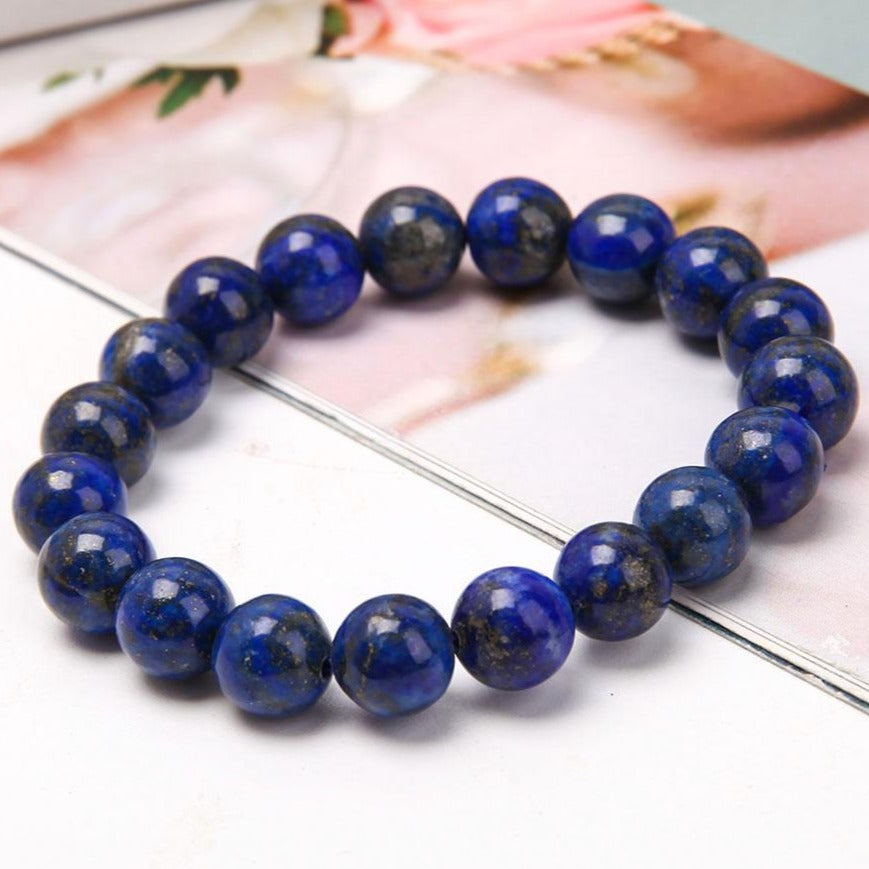 10mm Lapis Lazuli Bead Bracelet for Meditation Balance