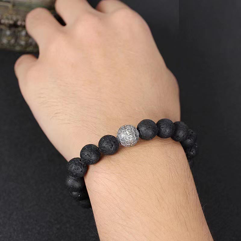 Bracelet de guérison spirituelle en pierre de lave de 10 mm pour l'ancrage
