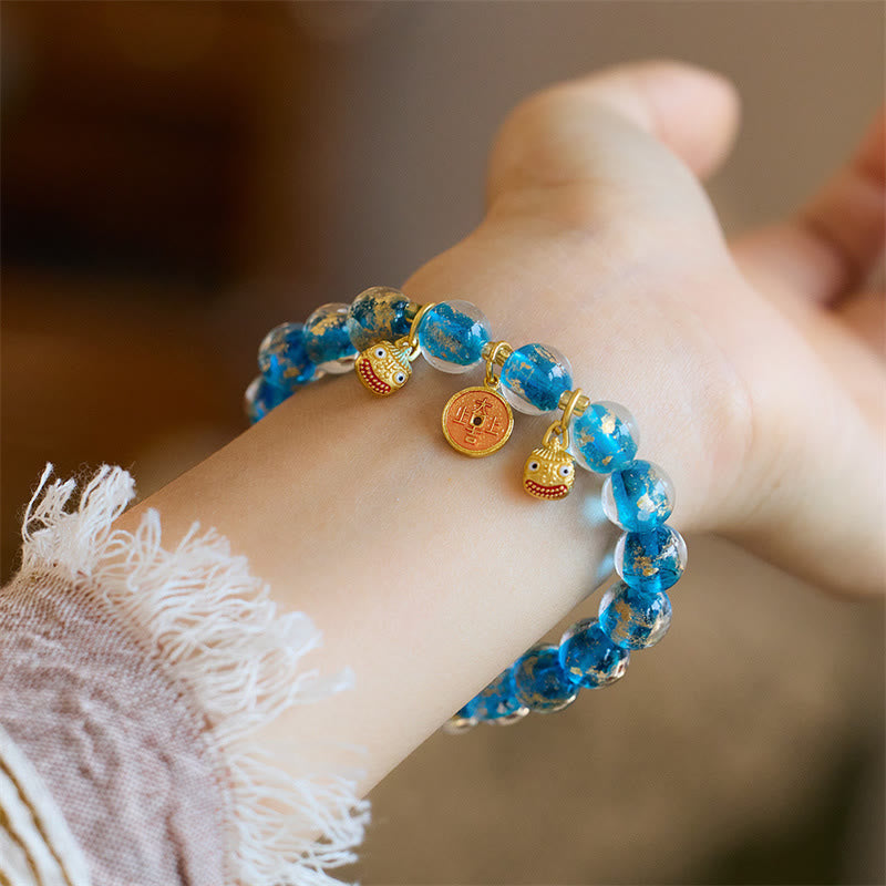 Bracelet porte-bonheur en verre Liuli de 10 mm