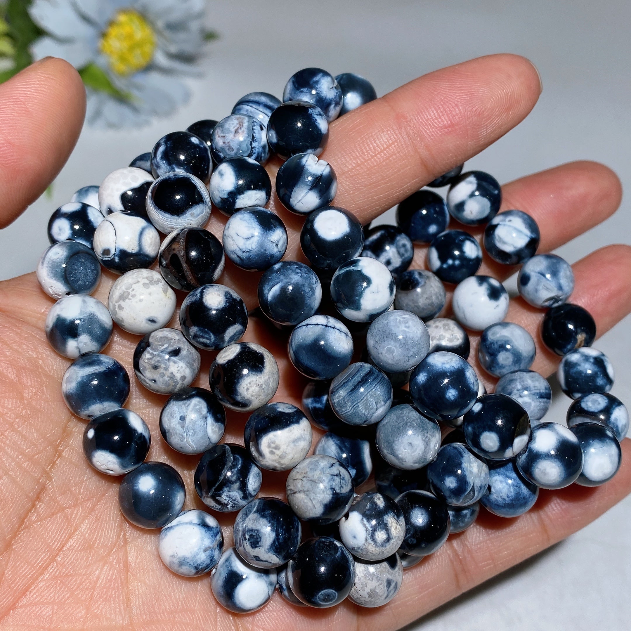 Bracelet de guérison en agate orque de 10 mm pour l'équilibre et l'énergie