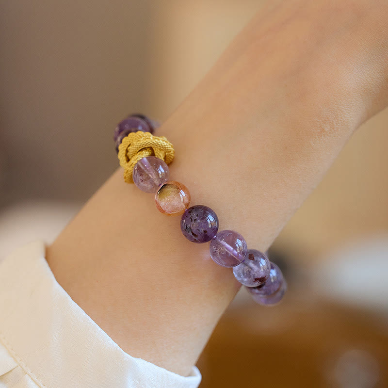 Bracelet Dragon Sagesse Plaqué Or Fantôme Violet 10 mm