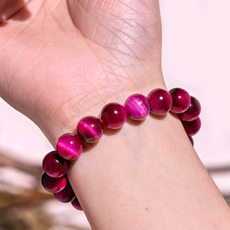 Bracelet œil de tigre rouge 10 mm pour l'équilibre émotionnel
