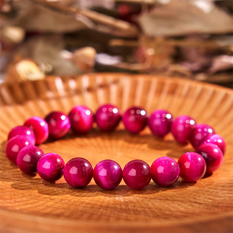 Bracelet œil de tigre rouge 10 mm pour l'équilibre émotionnel