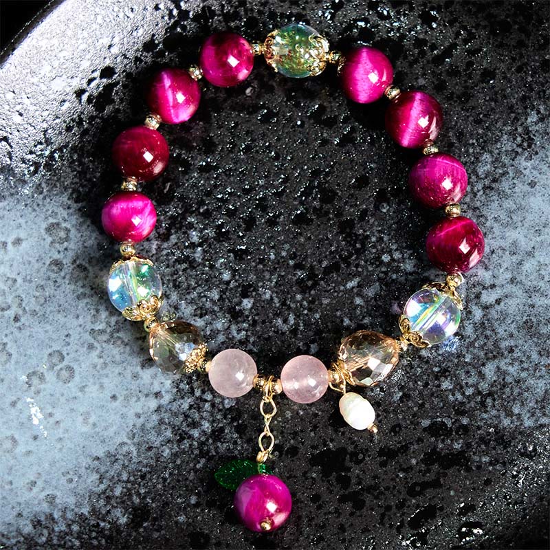 Bracelet de protection œil de tigre rouge 10 mm pour femme