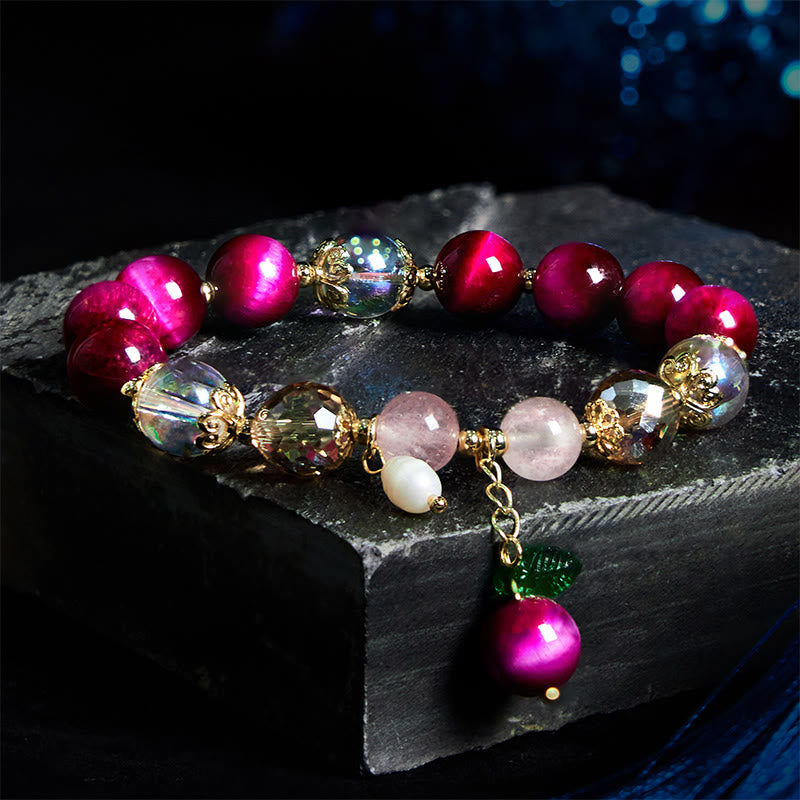 Bracelet de protection œil de tigre rouge 10 mm pour femme