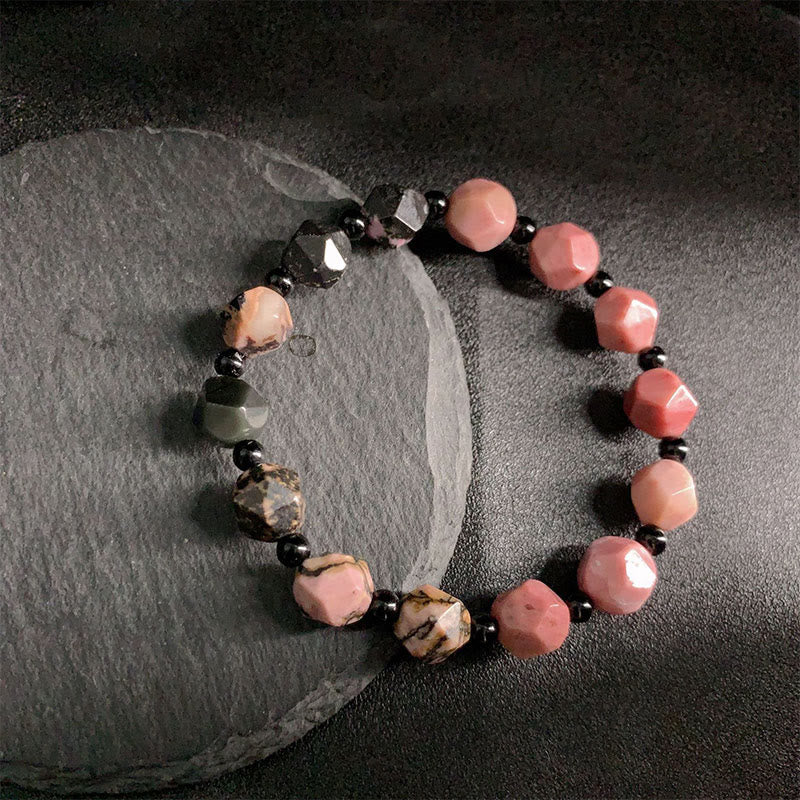 Bracelet polygone en rhodonite 10 mm pour femme