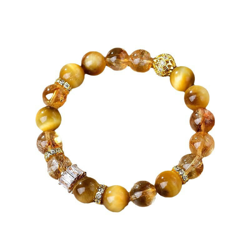 Bracelet œil de tigre citrine 10 mm pour femme Force et courage