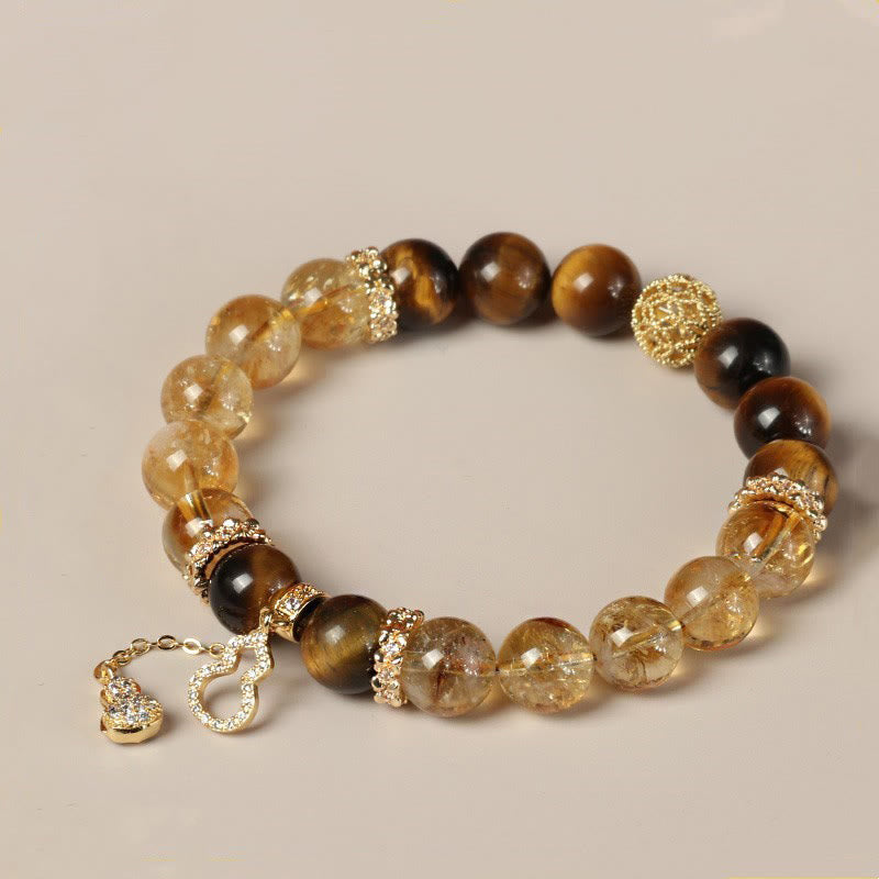 Bracelet de force en œil de tigre et citrine de 10 mm