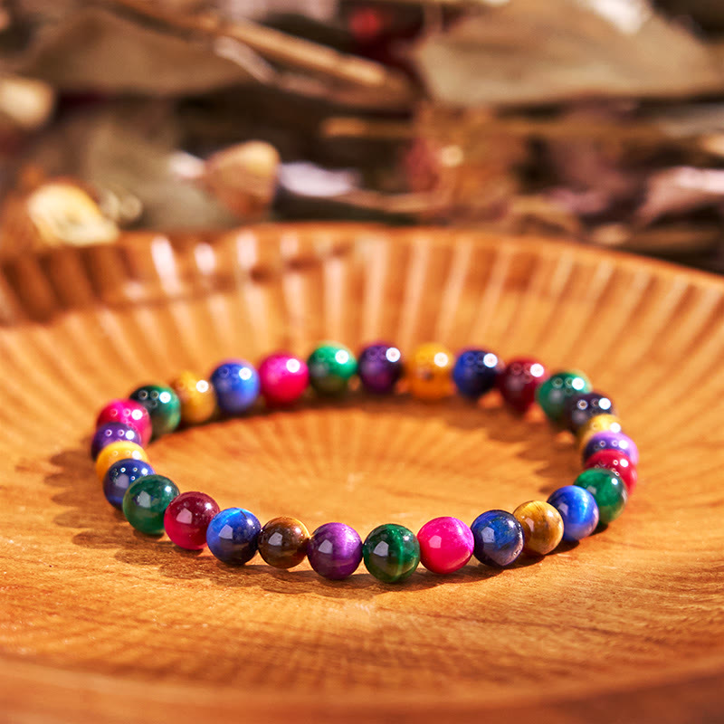 Bracelet Courage en œil de tigre de 10 mm pour la force et la protection