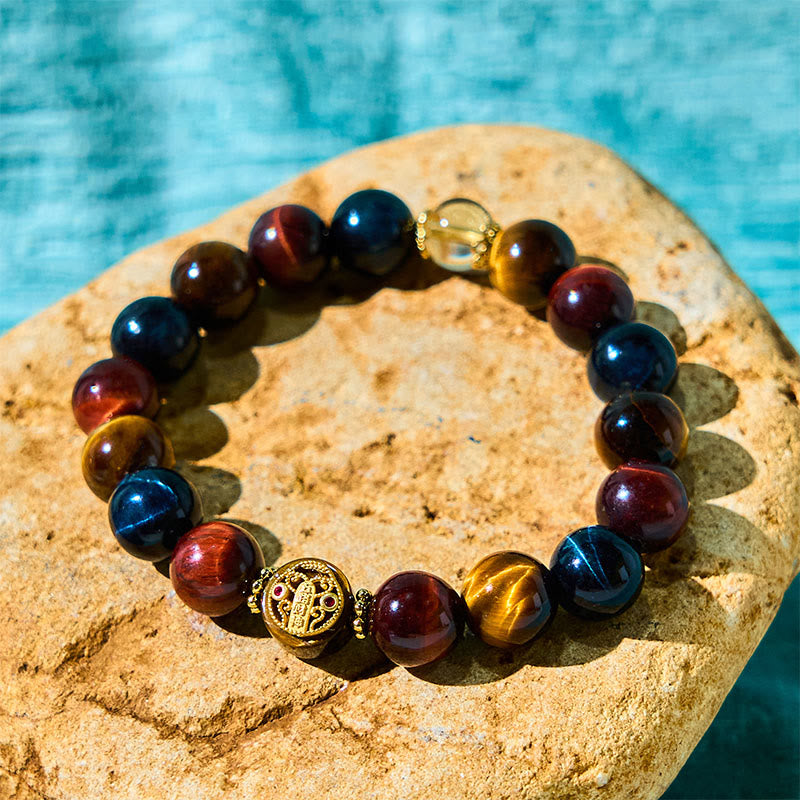 Bracelet de protection et de courage en œil de tigre de 10 mm pour la résilience
