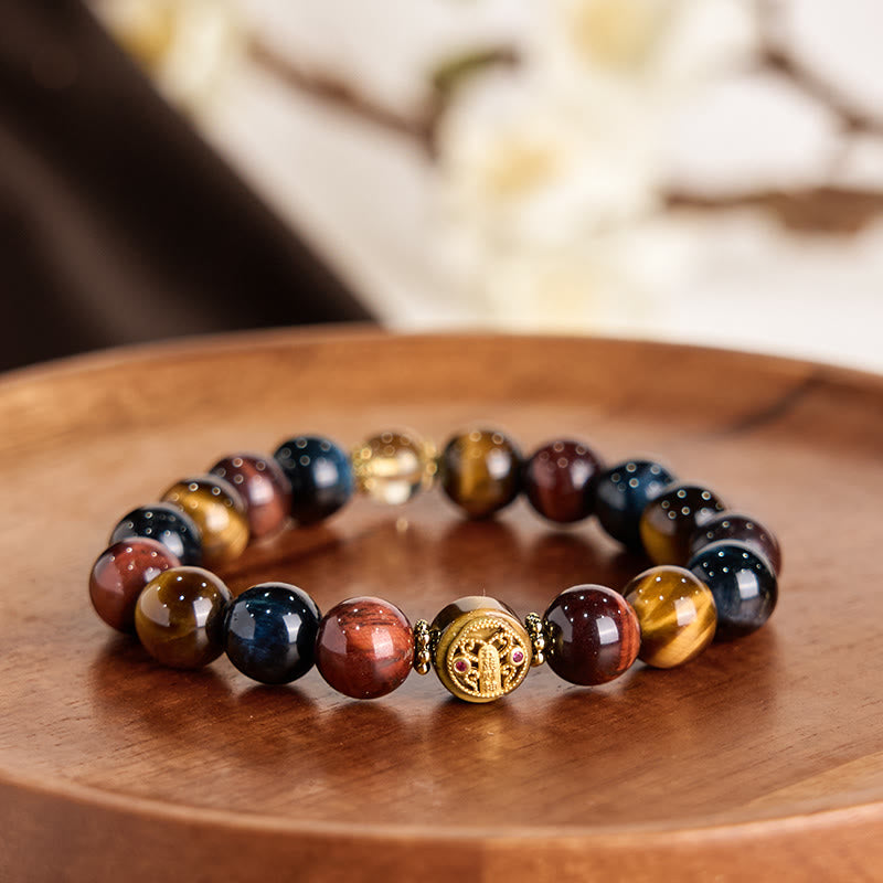 Bracelet de protection et de courage en œil de tigre de 10 mm pour la résilience