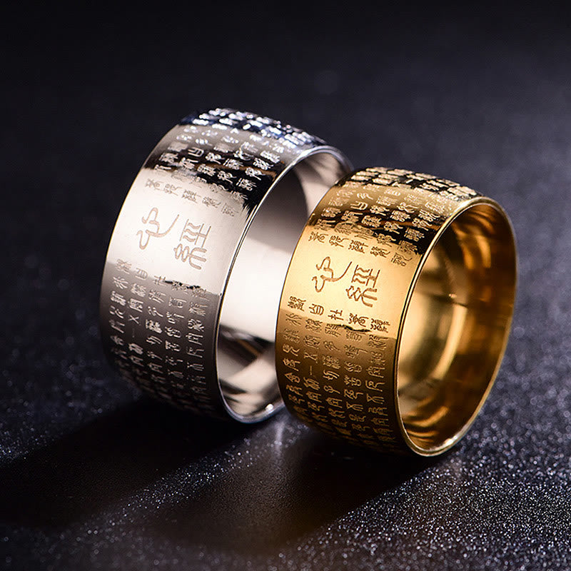 Bague spirituelle Sutra du cœur en acier titane de 10 mm pour l'équilibre