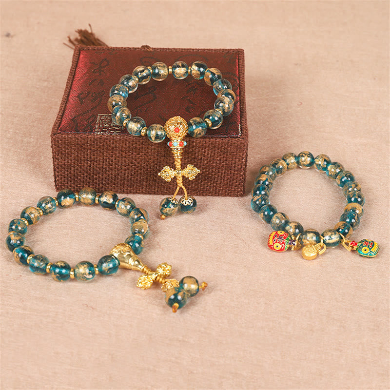 Bracelet de perles Dorje turquoise de 10 mm