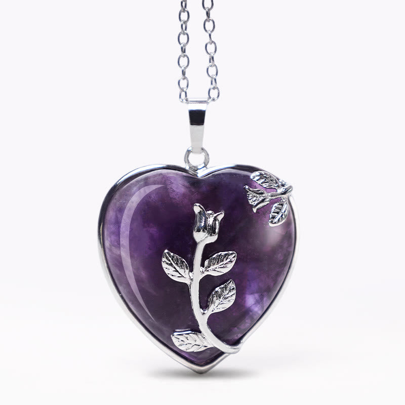 Amethyst Heart Pendant Necklace for Healing & Balance