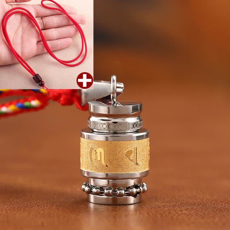 Pendentif de sagesse en acier titane Om Mani Padme Hum 1,2 cm