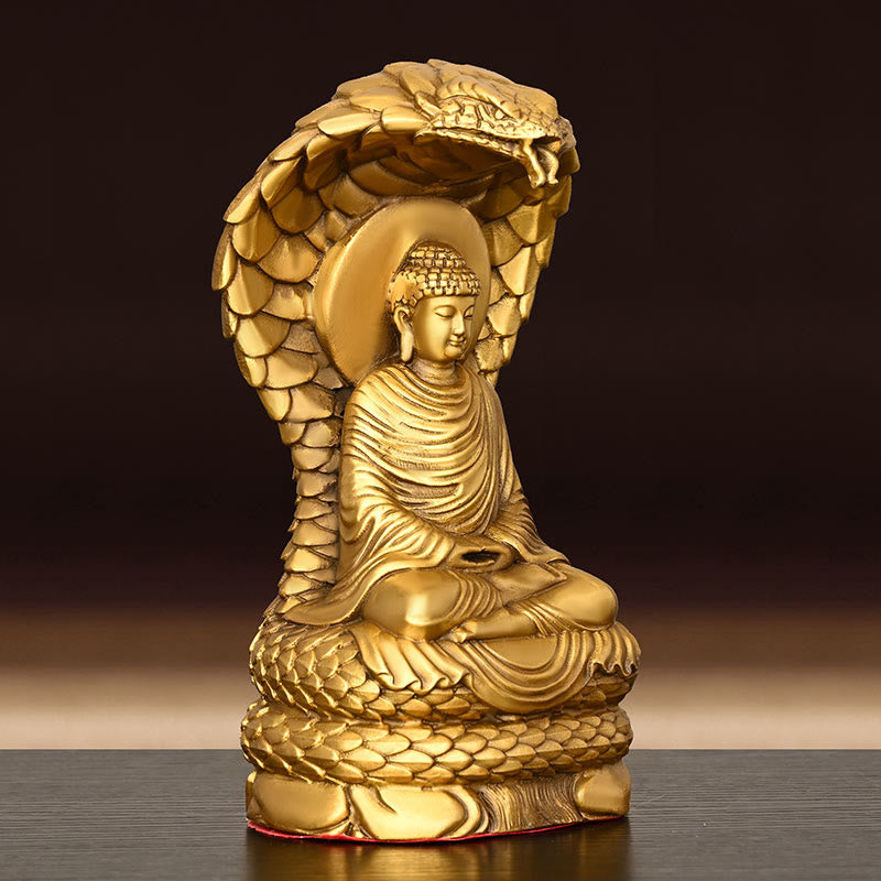 Statuette de Bouddha Shakyamuni en cuivre de 11 cm, figurine serpent
