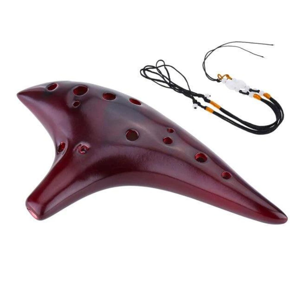 Ocarina En Céramique 12 Trous Alto C - Avec Sac Et Livre De Chants, Smoked Amber