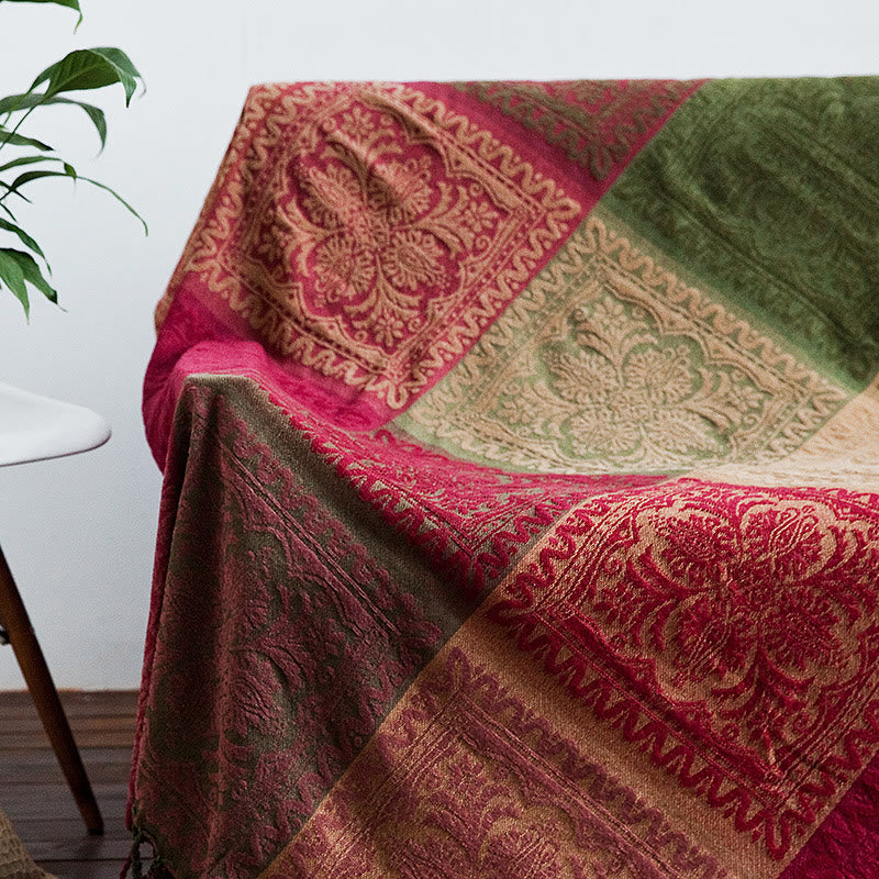 150cm Tibetan Spiritual Textile Blanket Multicolored Flowers