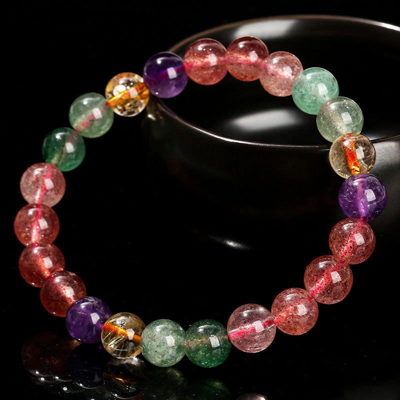 Bracelet Love en quartz fraise multicolore de 8 mm