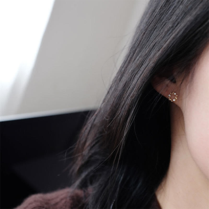 Boucles d'oreilles spirituelles en argent sterling 925, petite couronne de fleurs bénies